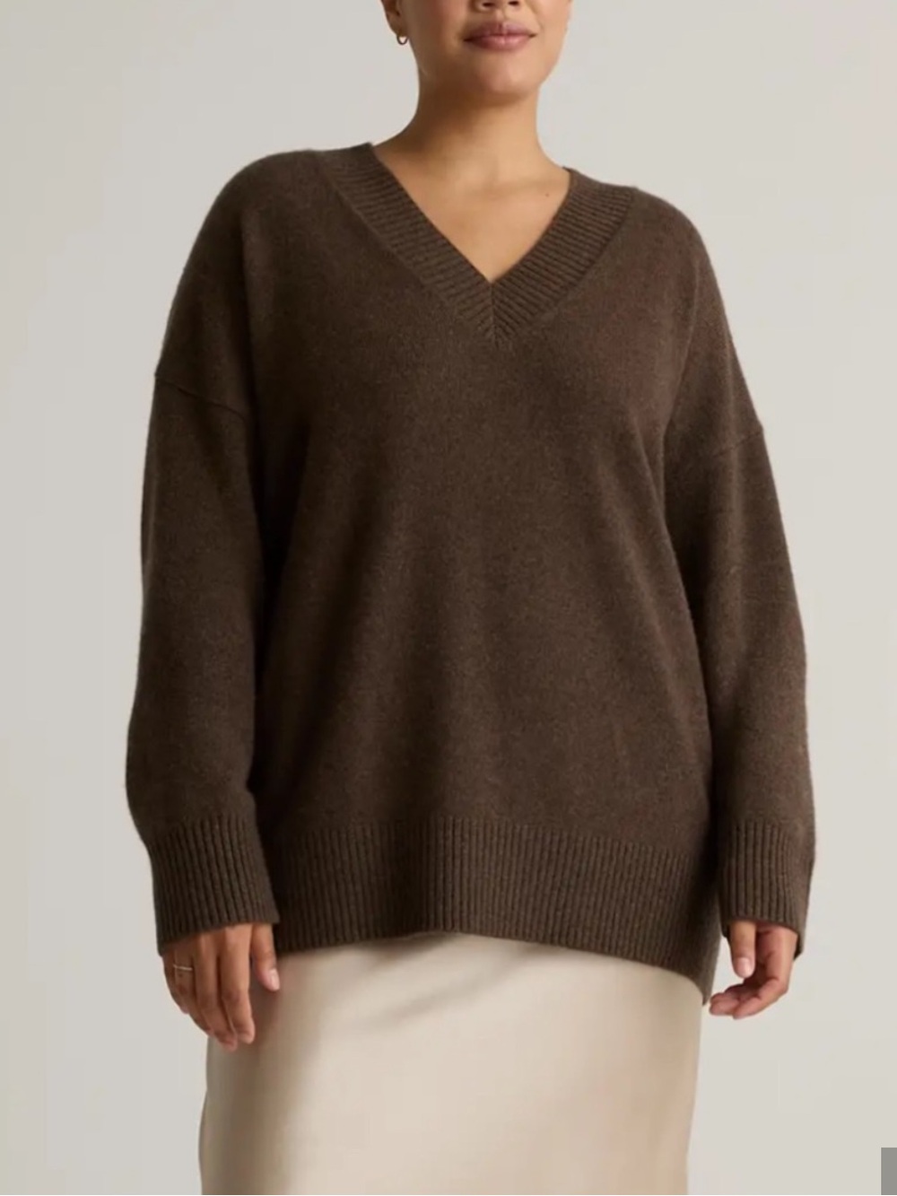 Quince Mongolian Cashmere Oversized V-Neck Sweater